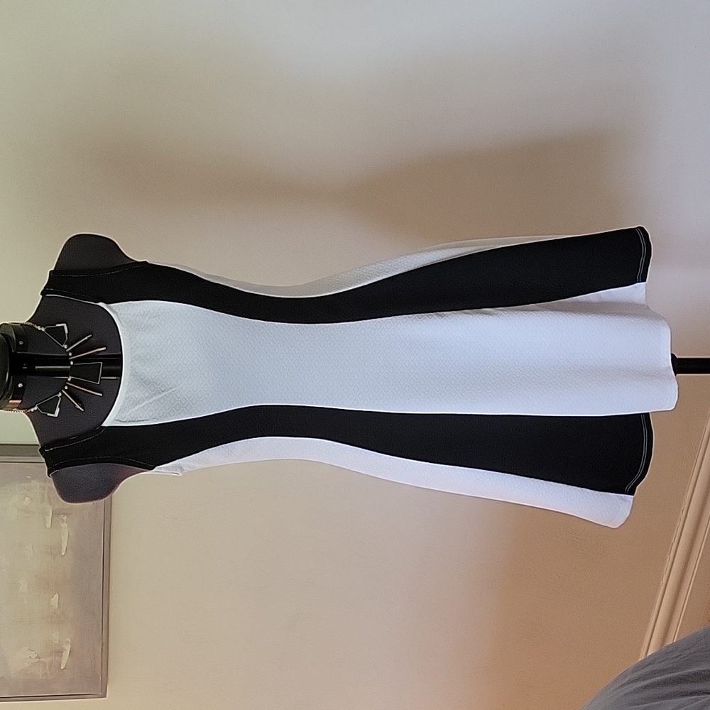 Brand new dress black and white color. Necklace included. Medium size.